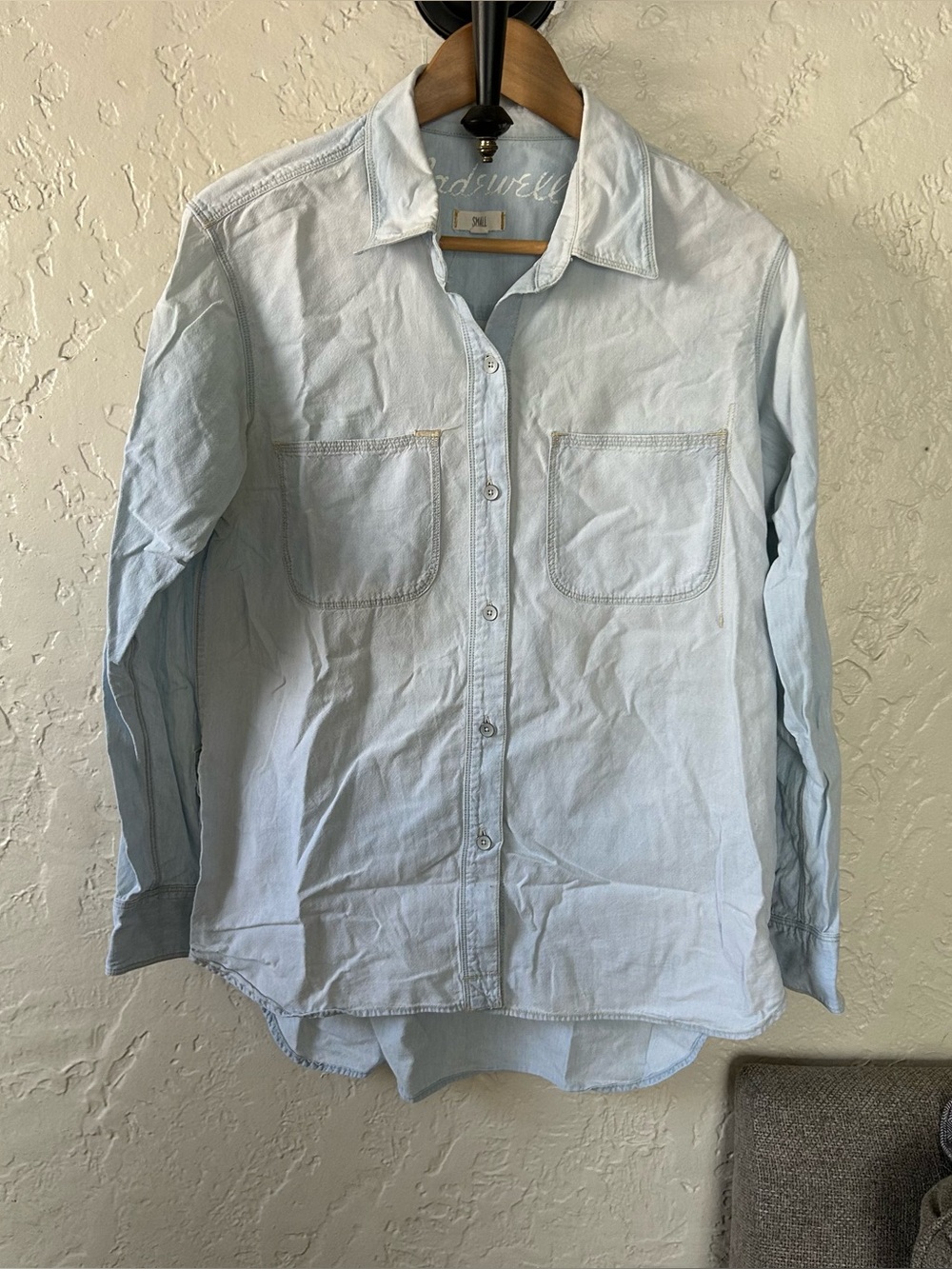 Madewell Light Wash Chambray Ex-Boyfriend Button Down Shirt